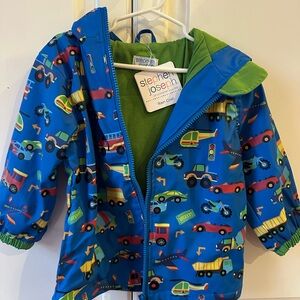 NWT Stephen Joseph Kids' Blue Raincoat with Vehicle Print